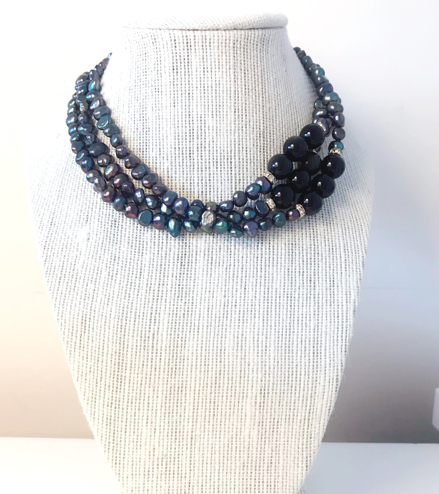 Black Baroque Pearls Choker - Callista by Vinita