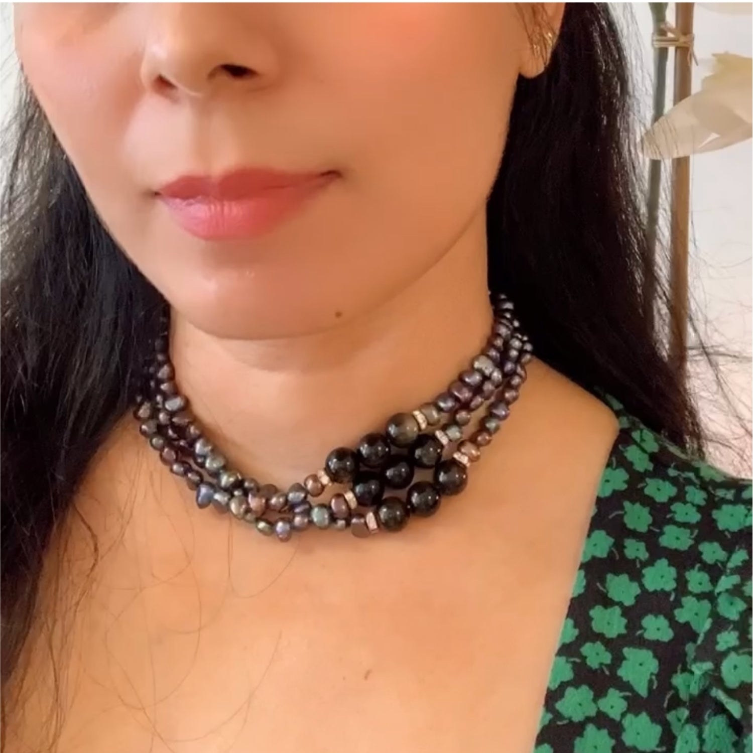 Black Baroque Pearls Choker - Callista by Vinita