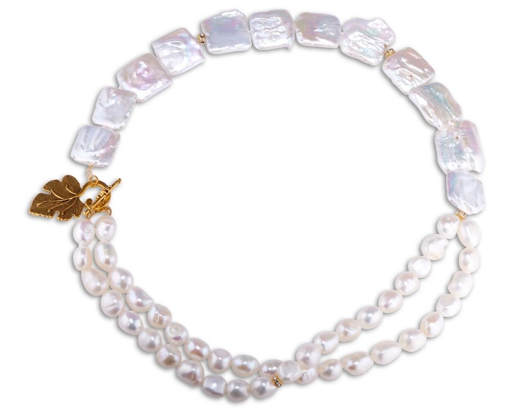 Square Coin & Baroque Pearl Necklace