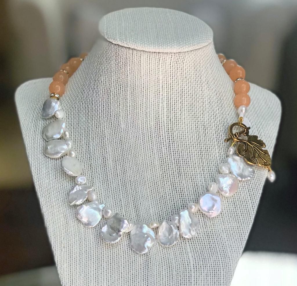 Keshi Pearls & Peach Beads - CallistabyVinita