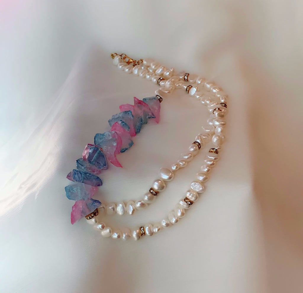 Baroque Pearls & Crystal Necklace - CallistabyVinita