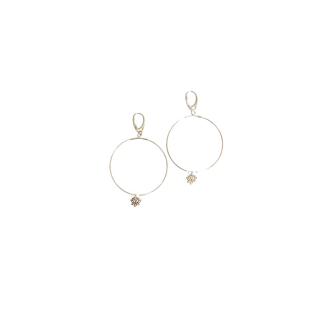 Lotus Dangle Hoops - CallistabyVinita