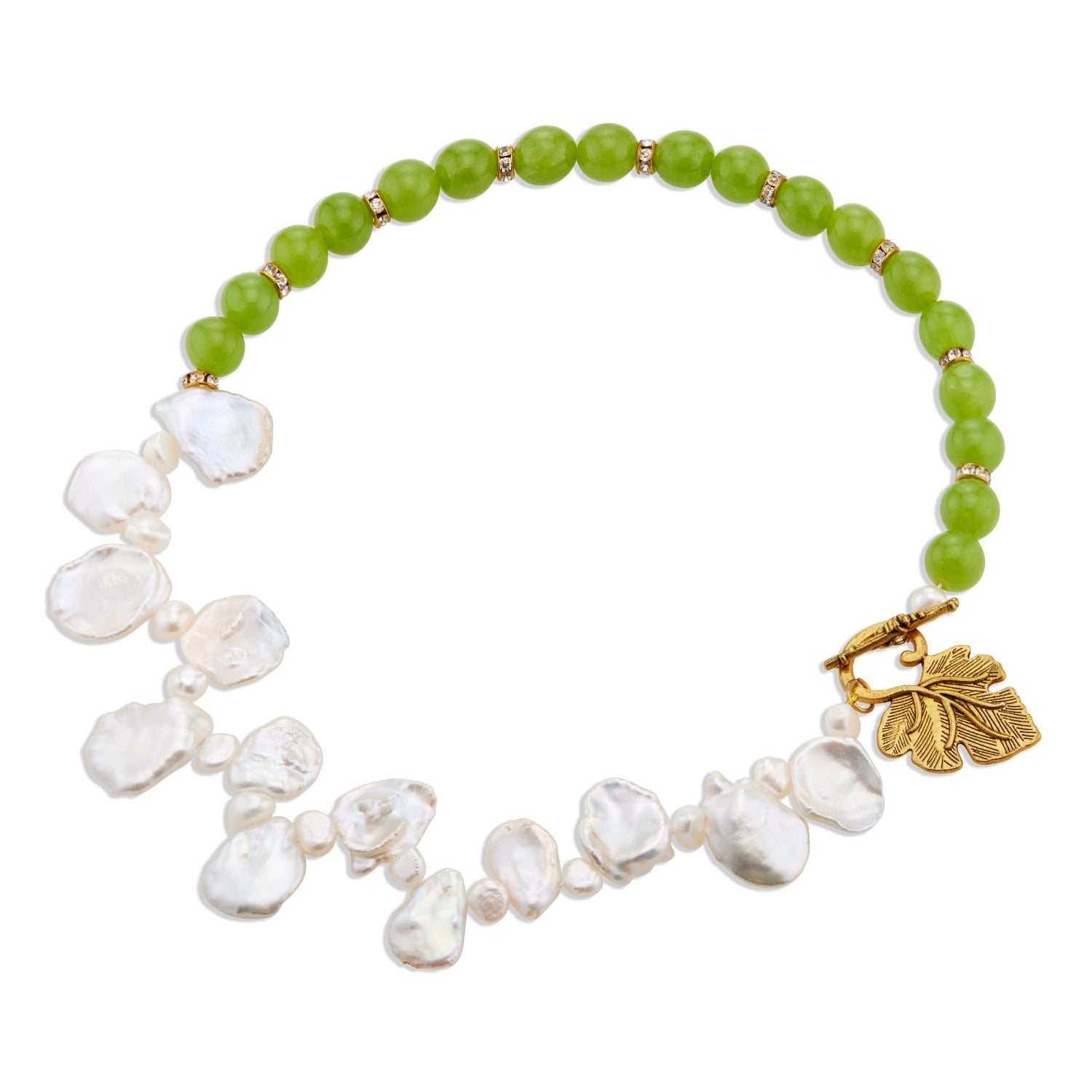 Keshi Pearls & Green Beads - Callista by Vinita